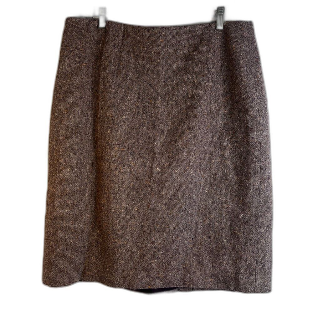 Evan-Picone Brown Tweed Wool Blend Straight Skirt Knee Length Career Size‎ 16